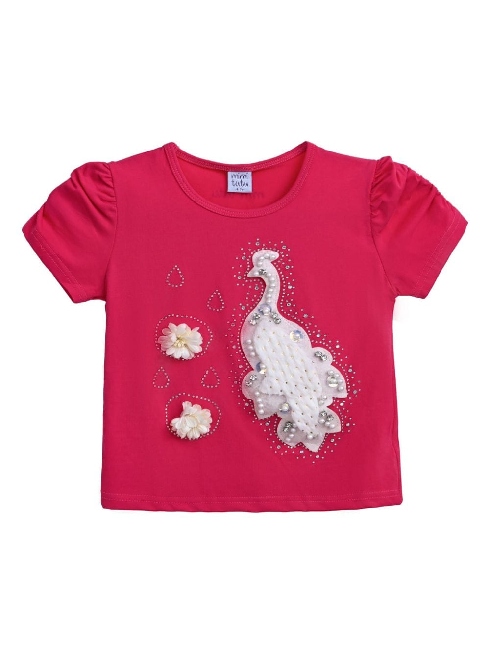 Mimi Tutu peacock-appliqué T-shirt - Pink von Mimi Tutu