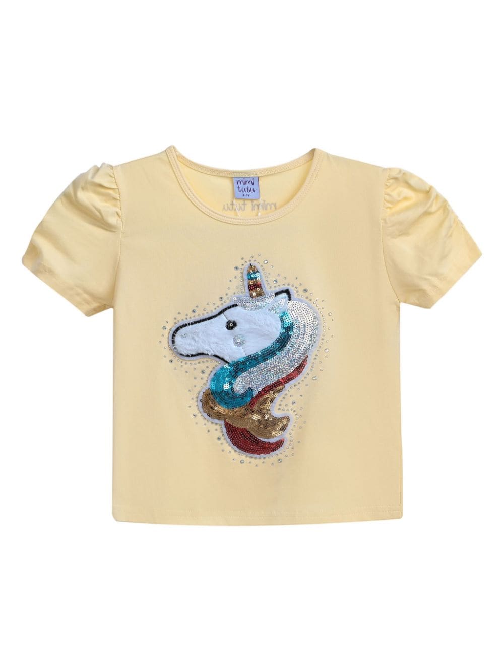 Mimi Tutu unicorn-appliqué T-shirt - Yellow von Mimi Tutu