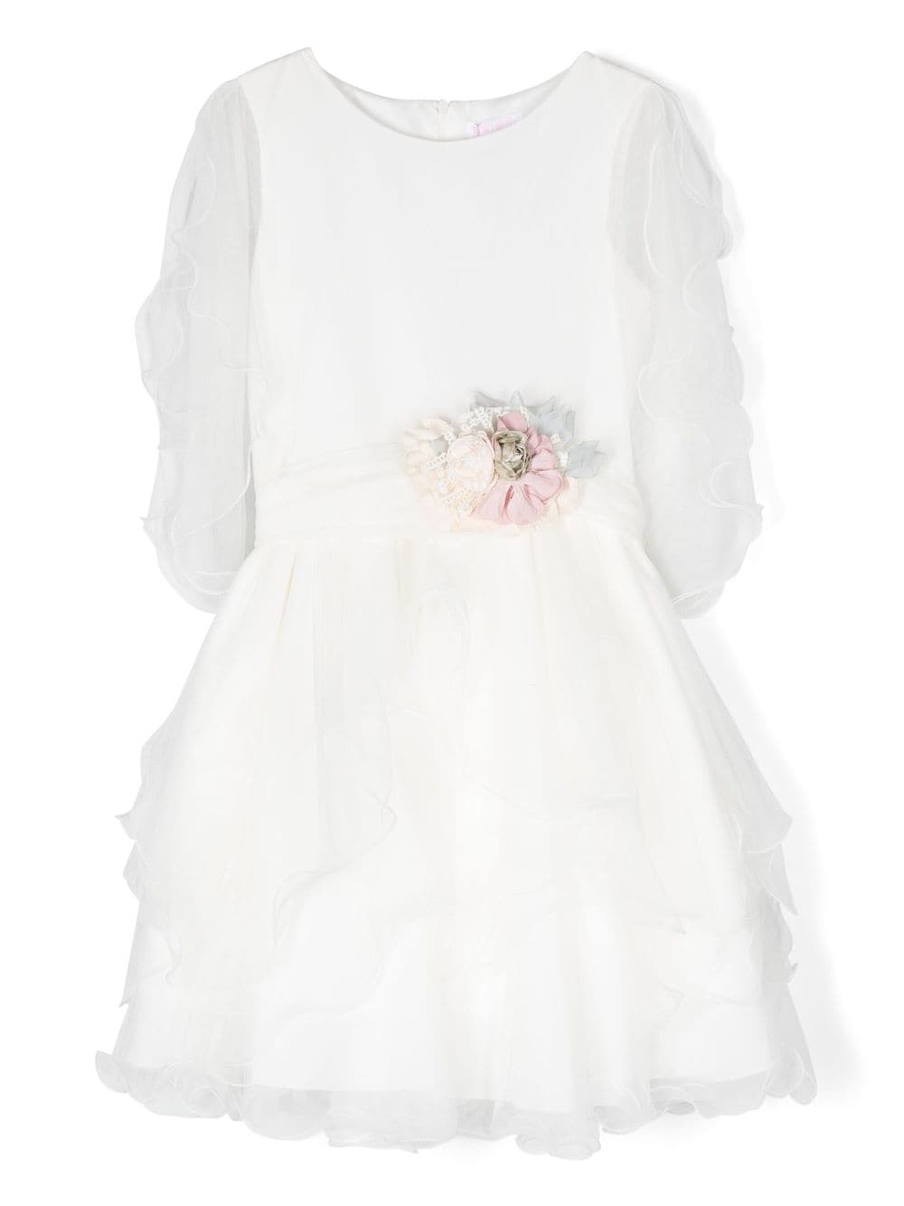 Mimilù floral-appliqué draped tulle dress - White von Mimilù