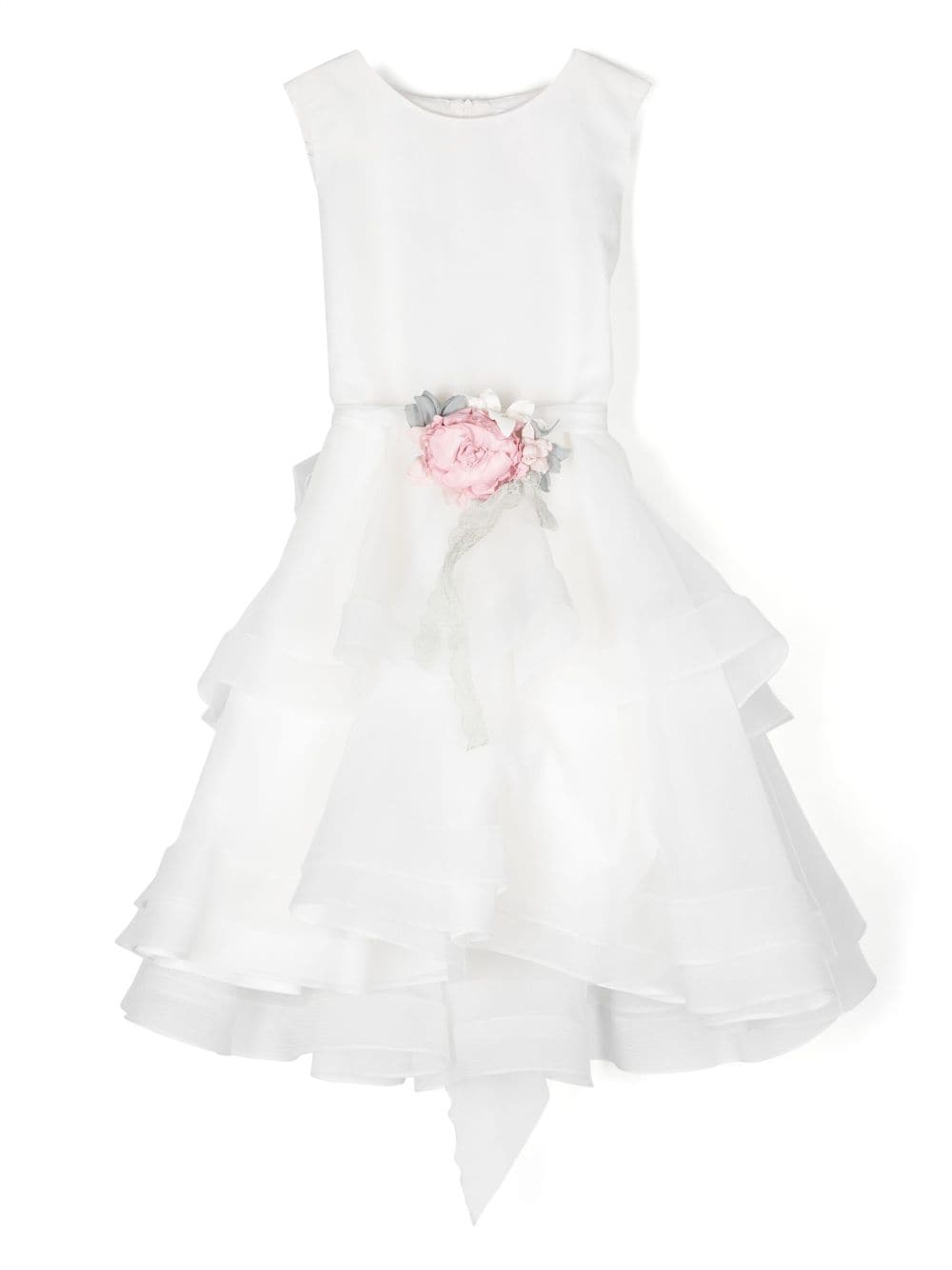 Mimilù floral-appliqué sleeveless tulle dress - White von Mimilù