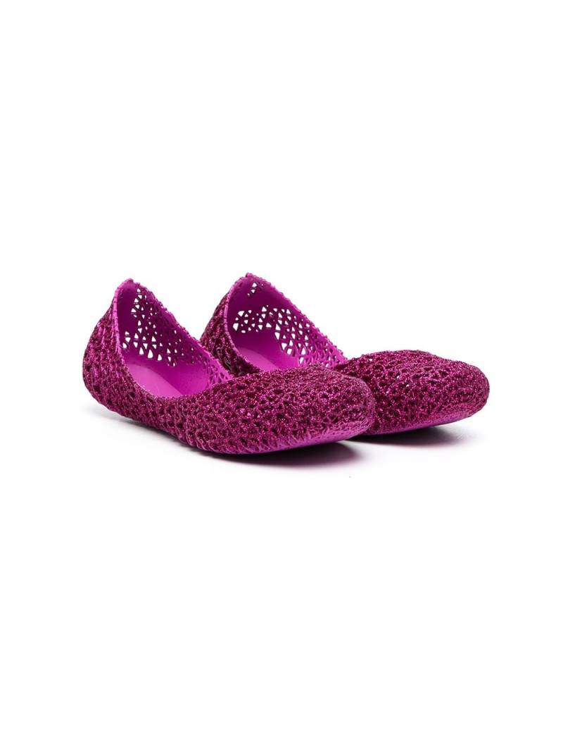 Mini Melissa glitter-effect ballerina shoes - Pink von Mini Melissa