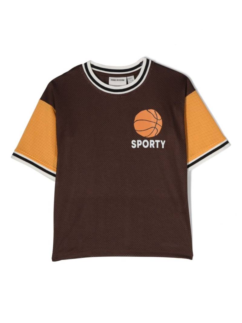 Mini Rodini basketball scuba-jersey T-shirt - Brown von Mini Rodini