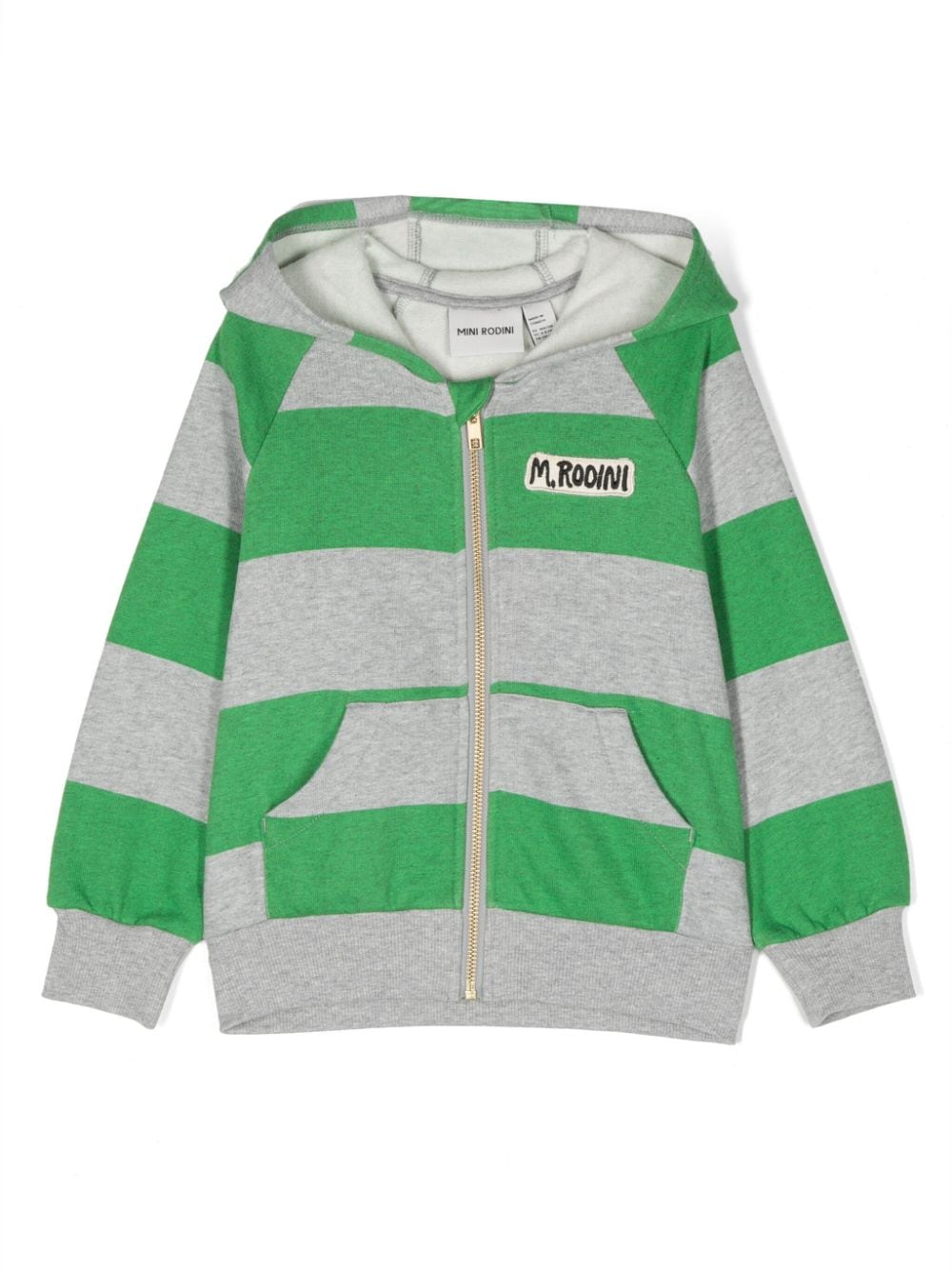 Mini Rodini logo-patch striped cotton hoodie - Green von Mini Rodini