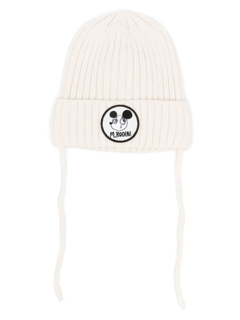 Mini Rodini ribbed-knit logo-patch beanie - White von Mini Rodini