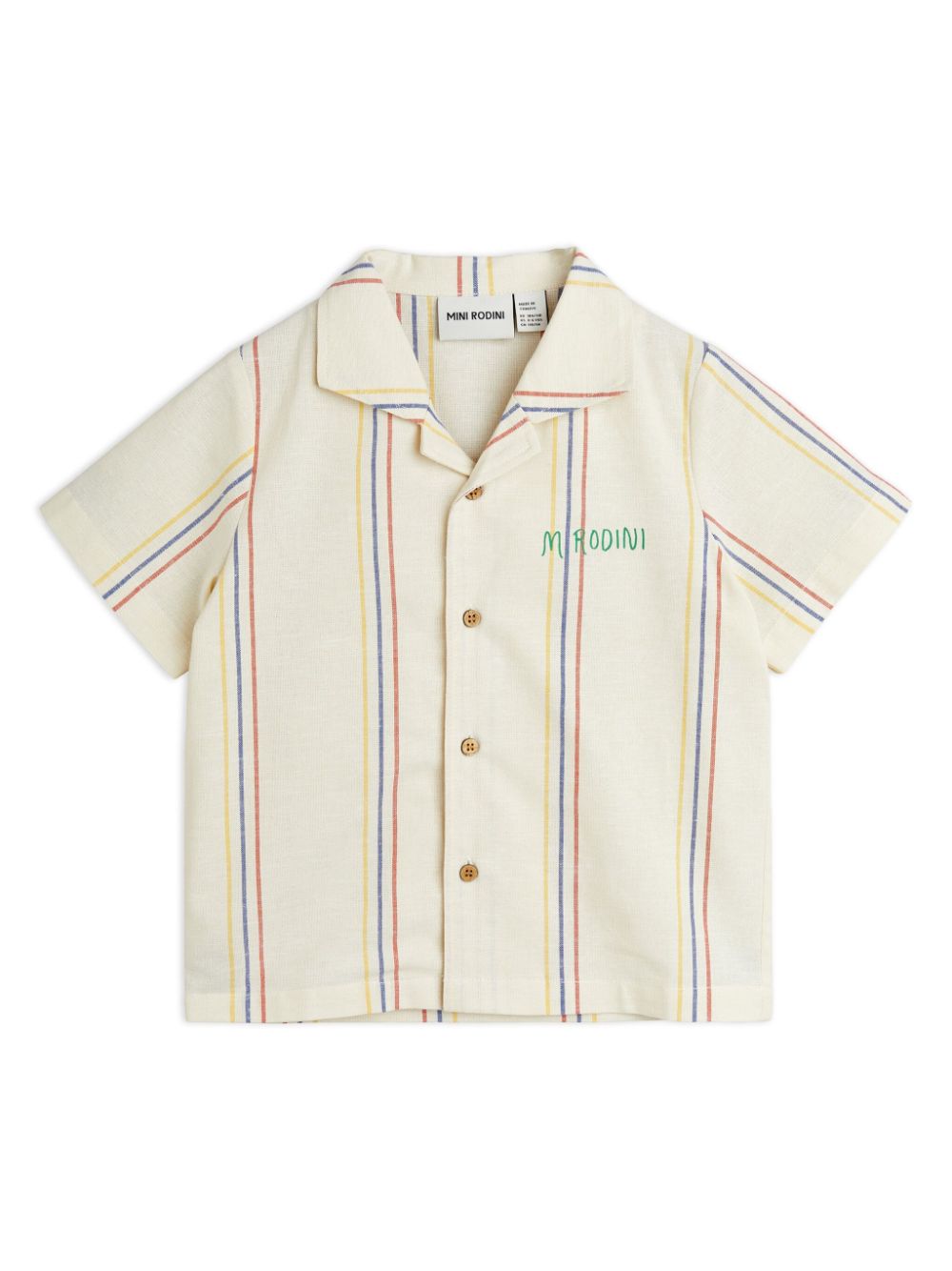 Mini Rodini striped logo-print shirt - Neutrals von Mini Rodini