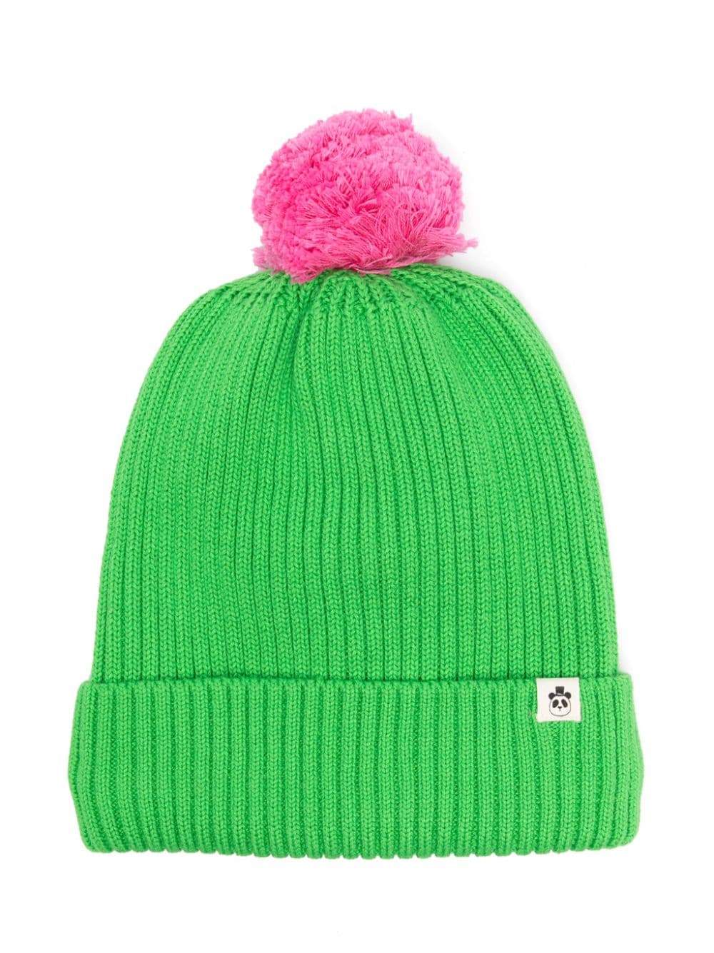 Mini Rodini two-tone ribbed-knit beanie - Green von Mini Rodini