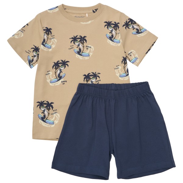 Minymo - Kid's T-Shirt+Short Set Aop Gr 122 beige/blau Minymo - Kid's T-Shirt+Short Set Aop Gr 122 beige/blau von Minymo