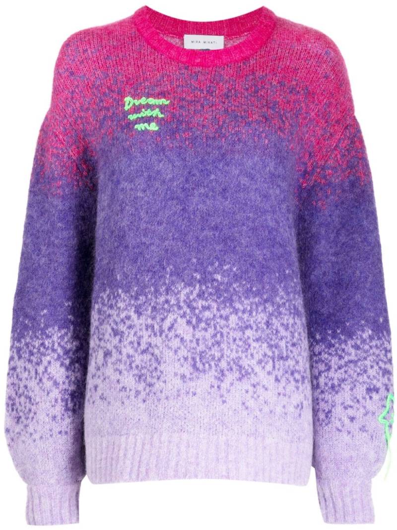 Mira Mikati embroidered-motif ombré jumper - Purple von Mira Mikati