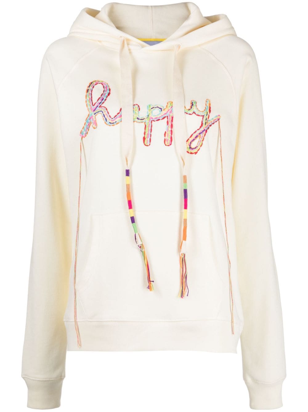 Mira Mikati slogan-embroidered long-sleeve hoodie - Neutrals von Mira Mikati