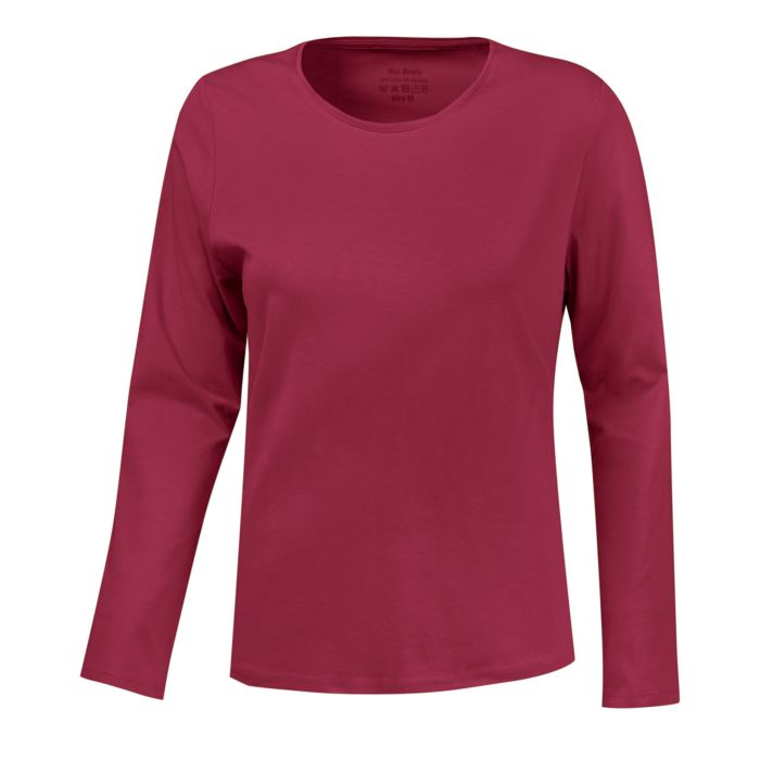 Basic Langarm-Shirt uni, rubin, XL von Miss Beverly