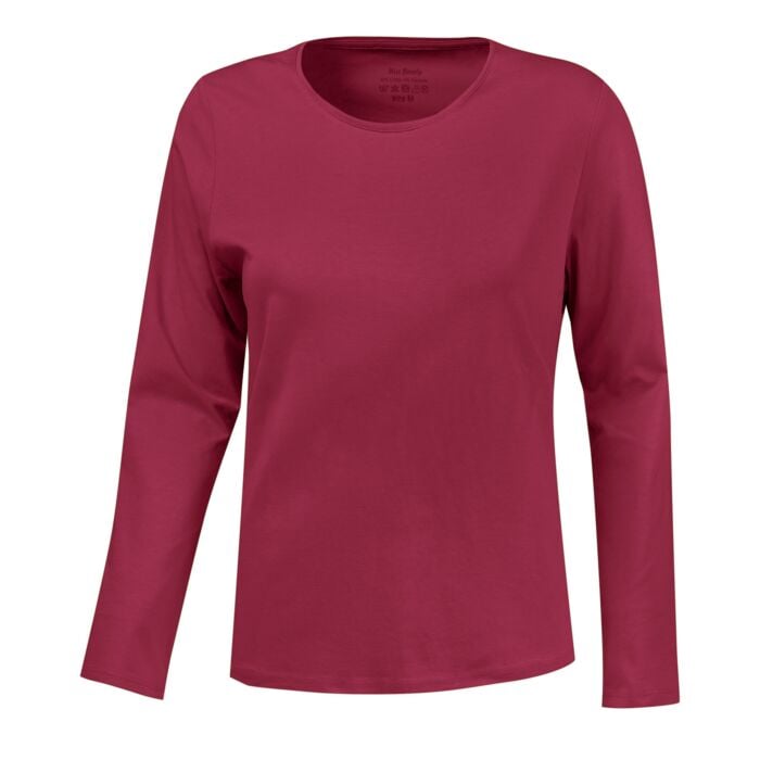 Basic Langarm-Shirt uni, rubin, XXL von Miss Beverly