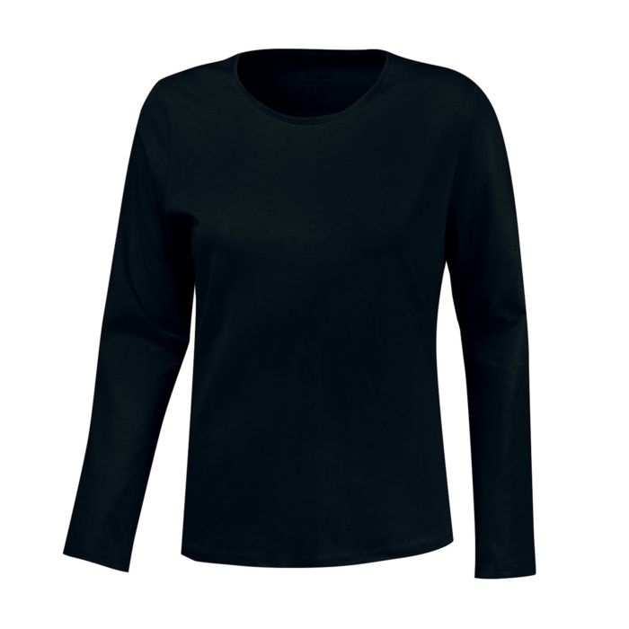 Basic Langarm-Shirt uni, schwarz von Miss Beverly
