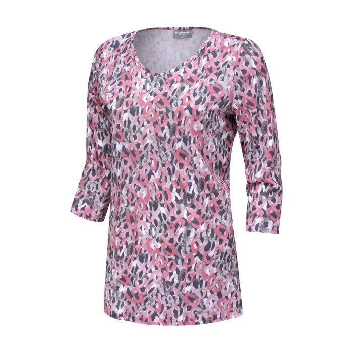 Damen Longshirt Allover-Print mit Modal, rosa von Miss Beverly