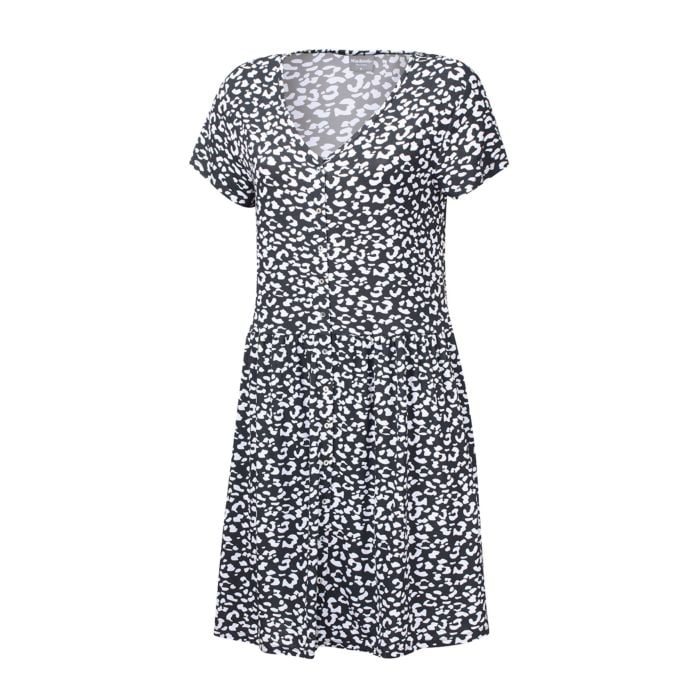 Jersey-Kleid durchgeknöpft anthrazit-weiss, XL von Miss Beverly