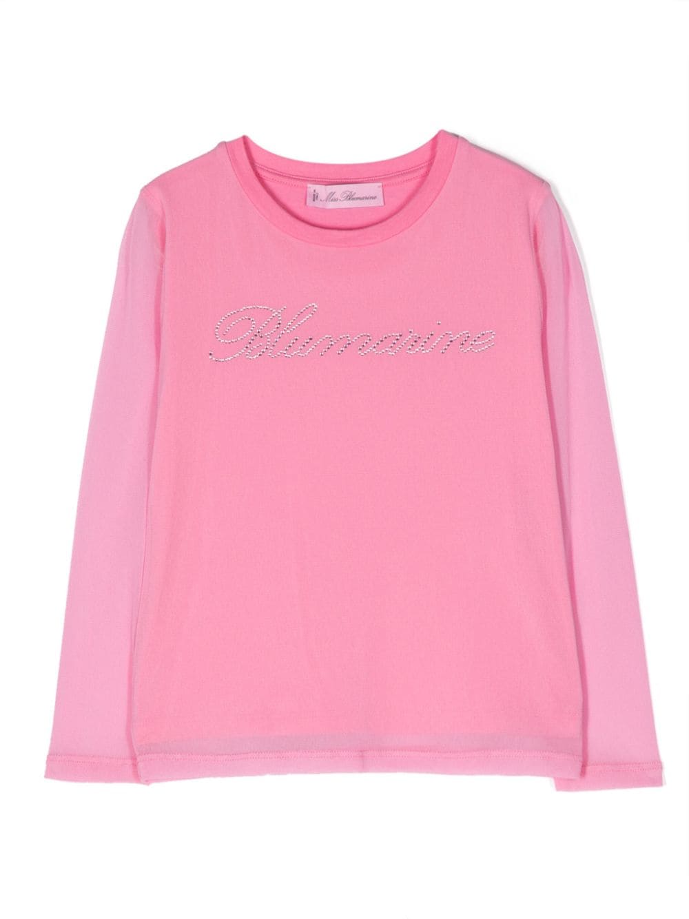Miss Blumarine crystal-embellished logo jumper - Pink von Miss Blumarine