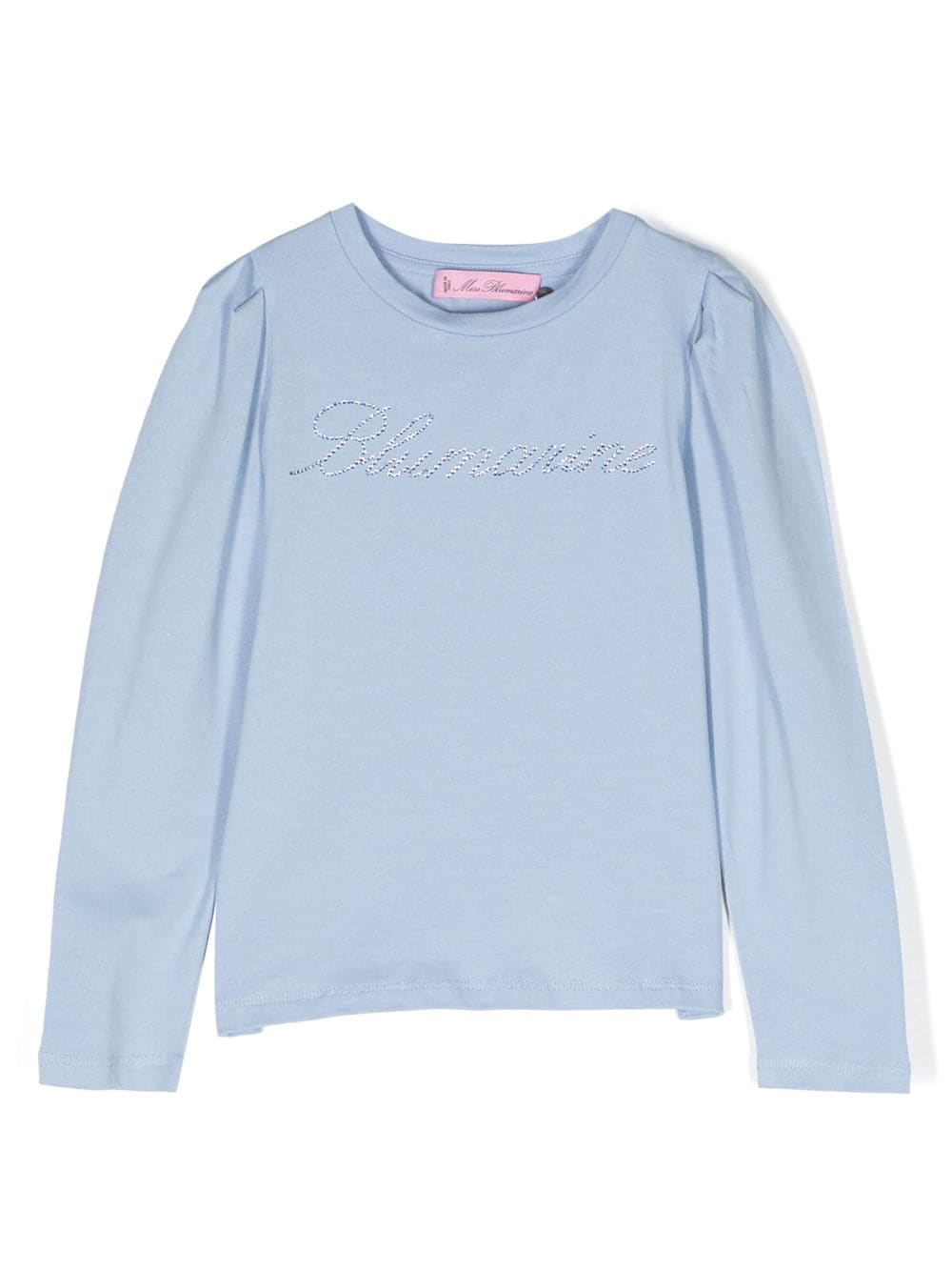 Miss Blumarine crystal logo-embellished stretch-cotton T-shirt - Blue von Miss Blumarine