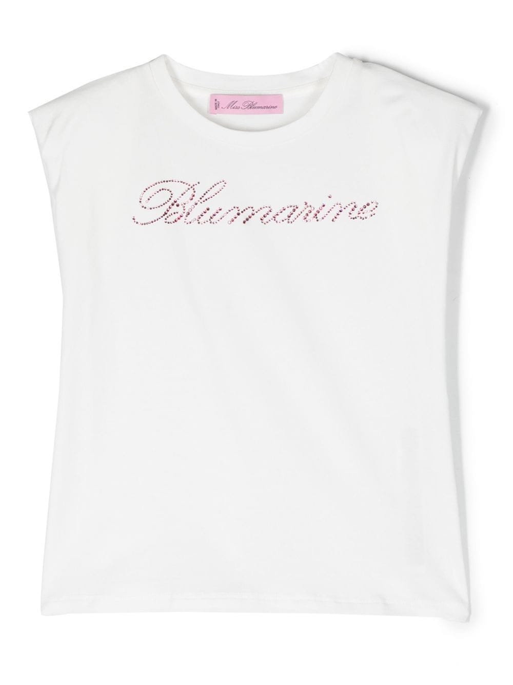 Miss Blumarine crystal logo-print T-shirt - White von Miss Blumarine