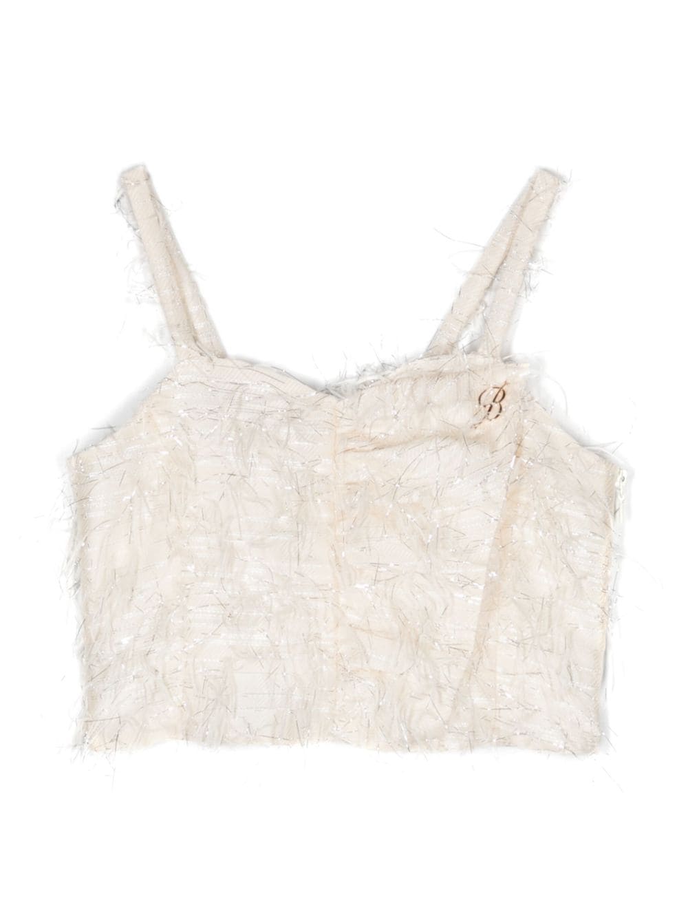 Miss Blumarine feather-detail corset tank top - Neutrals von Miss Blumarine