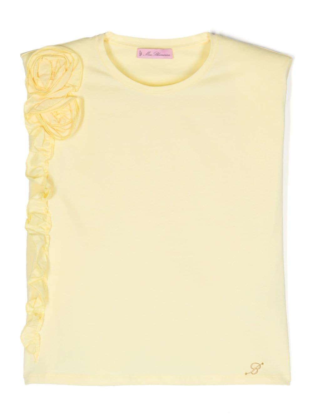 Miss Blumarine floral-appliqué T-shirt - Yellow von Miss Blumarine