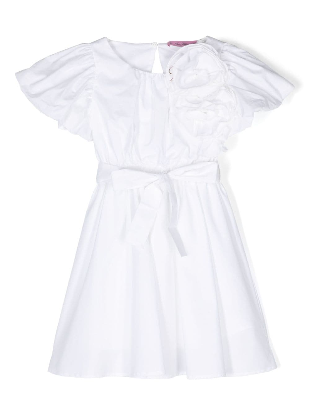 Miss Blumarine floral-appliqué belted dress - White von Miss Blumarine