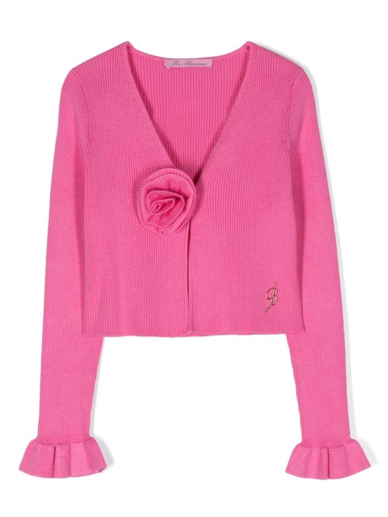 Miss Blumarine floral-appliqué cardigan - Pink von Miss Blumarine