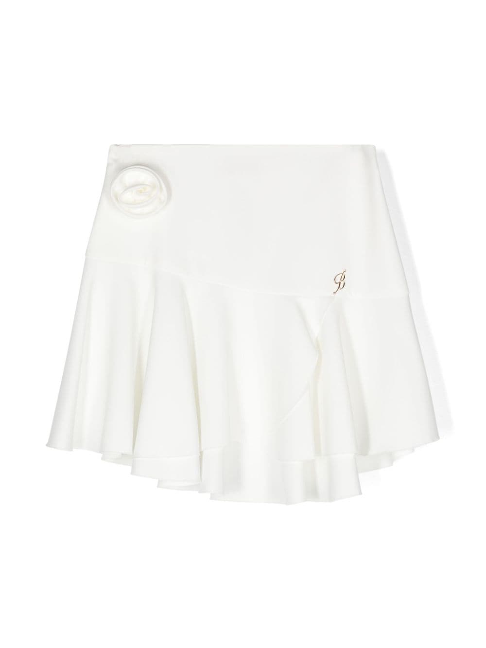 Miss Blumarine floral-appliqué high-waist miniskirt - White von Miss Blumarine