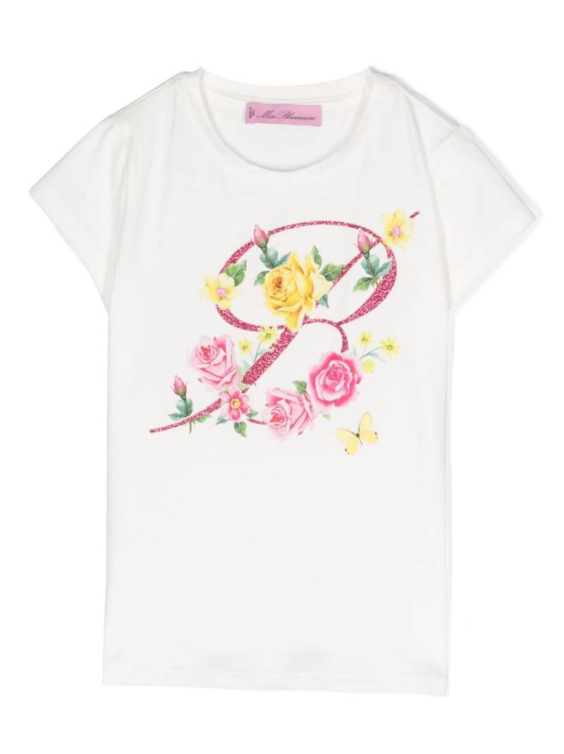 Miss Blumarine floral-print cotton T-shirt - White von Miss Blumarine
