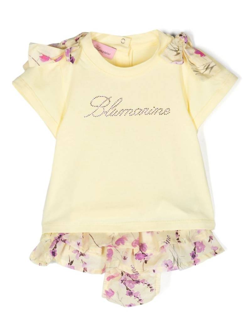 Miss Blumarine floral-print cotton shorts set - Yellow von Miss Blumarine