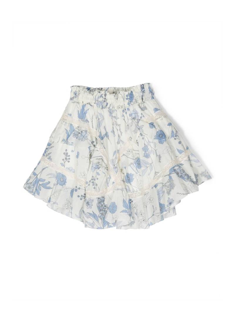 Miss Blumarine floral-print ruffled skirt - White von Miss Blumarine