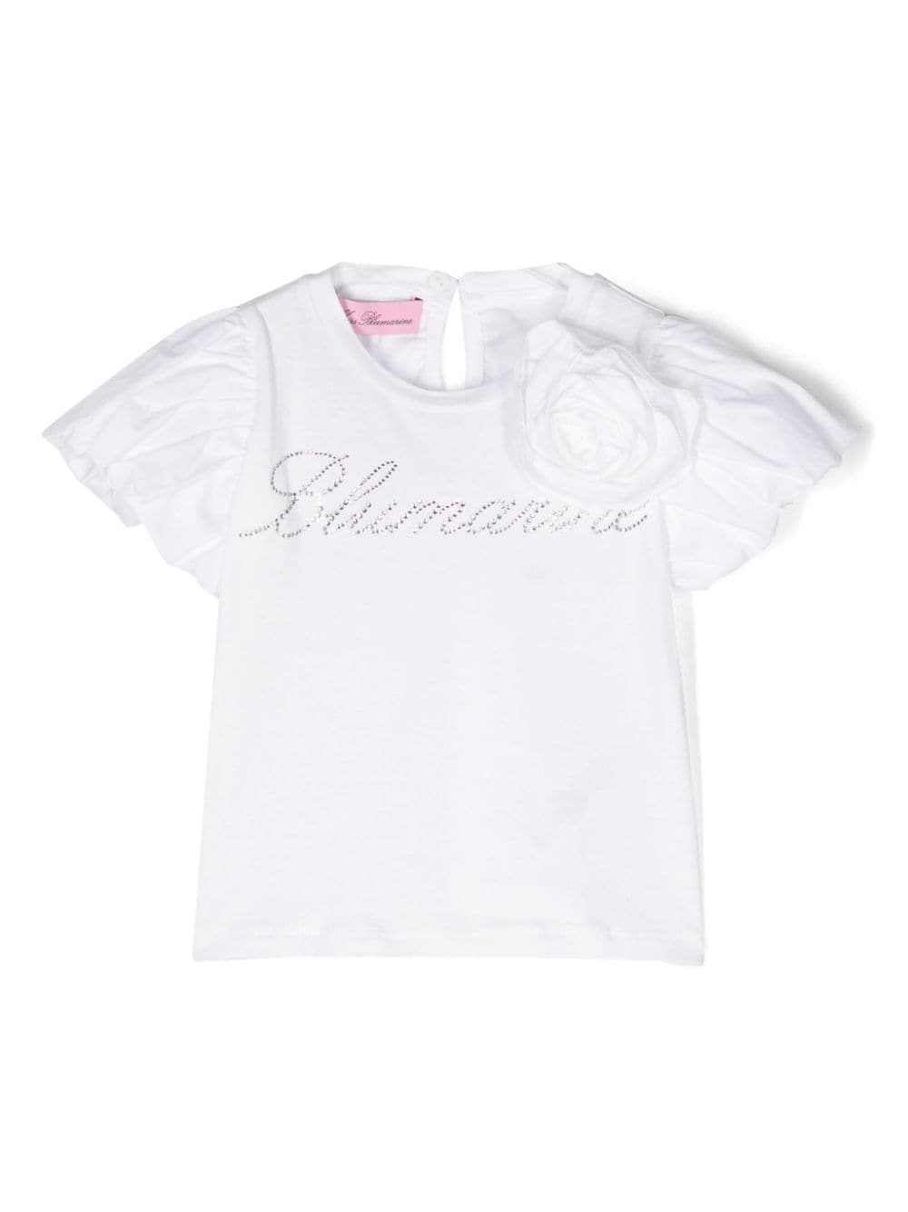 Miss Blumarine logo-embellished cotton T-shirt - White von Miss Blumarine