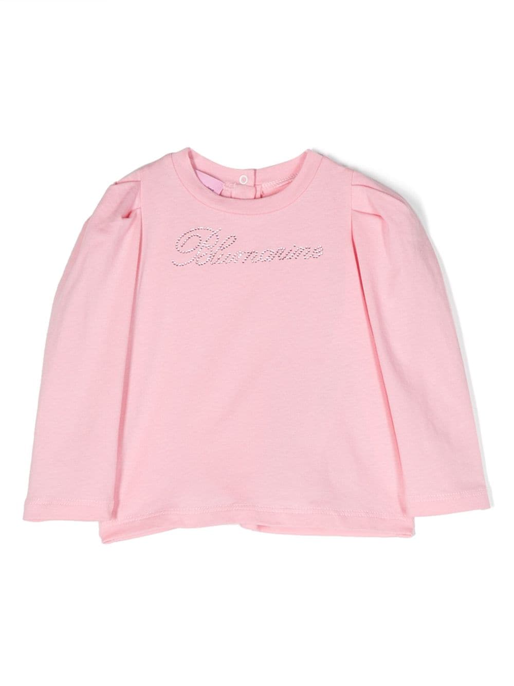 Miss Blumarine logo-embellished cotton-blend sweatshirt - Pink von Miss Blumarine