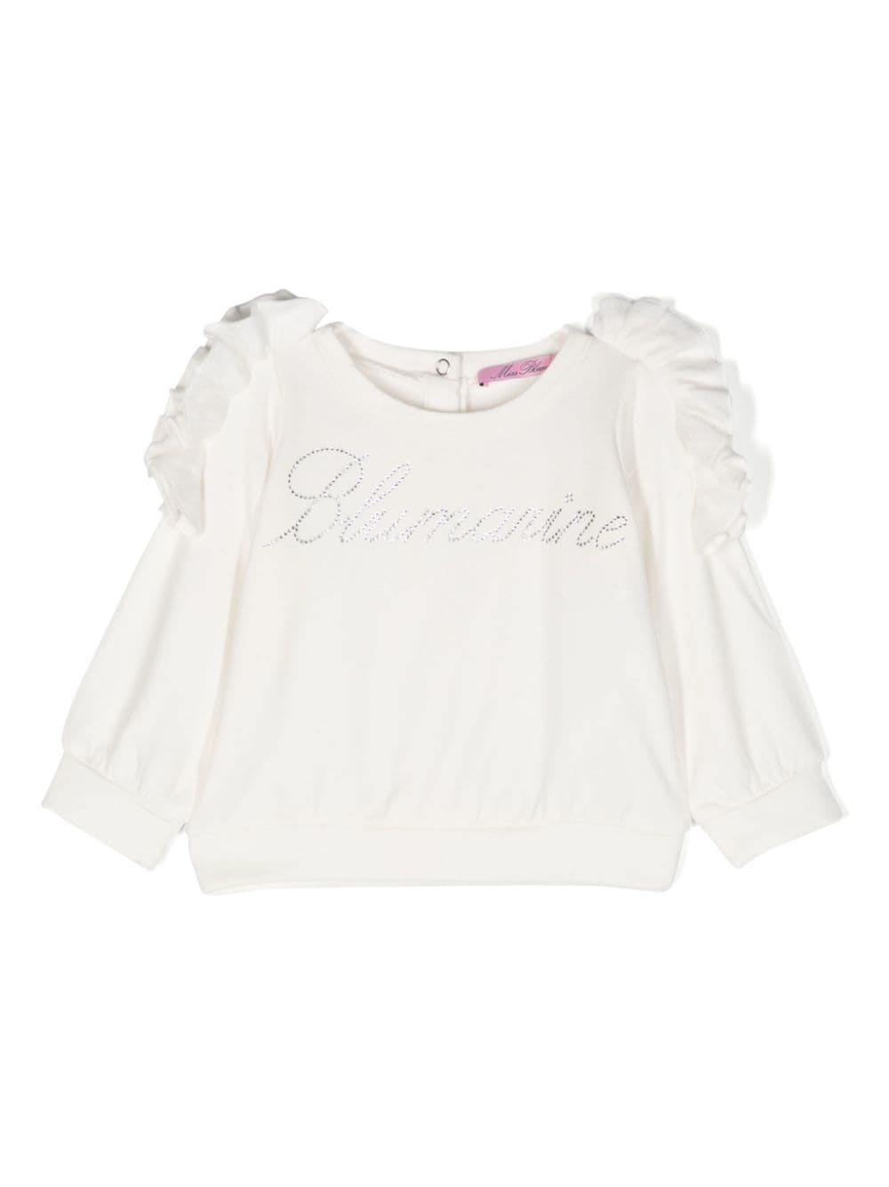 Miss Blumarine logo-embellished ruffled sweatshirt - White von Miss Blumarine