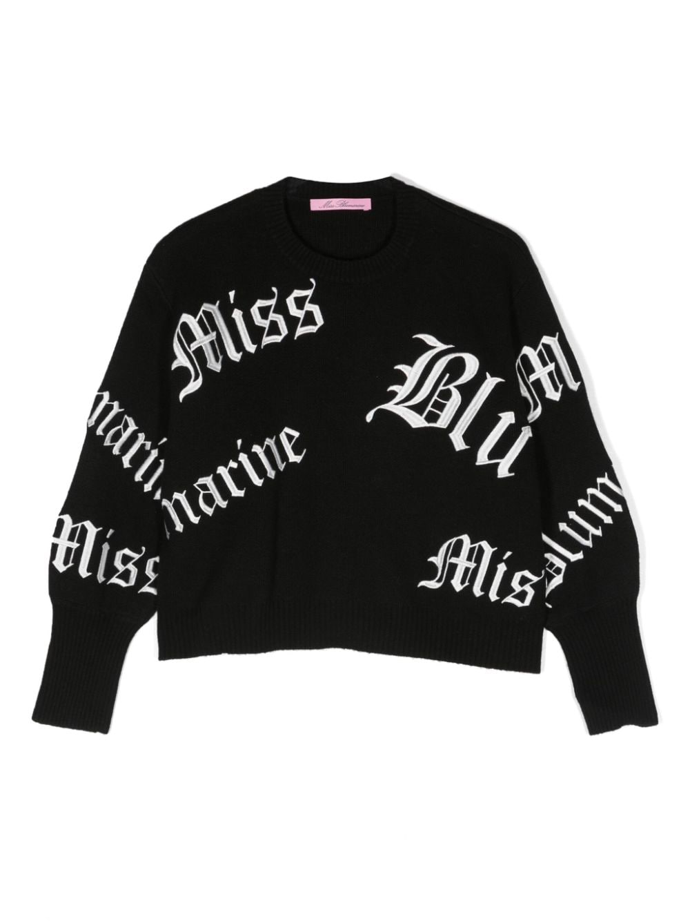 Miss Blumarine logo-embroidered knitted jumper - Black von Miss Blumarine