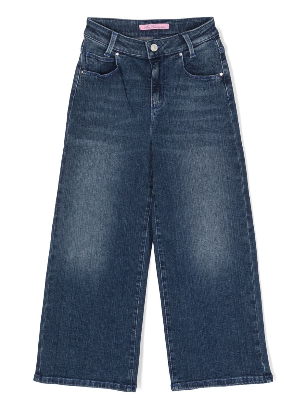 Miss Blumarine logo-patch wide-leg jeans - Blue von Miss Blumarine