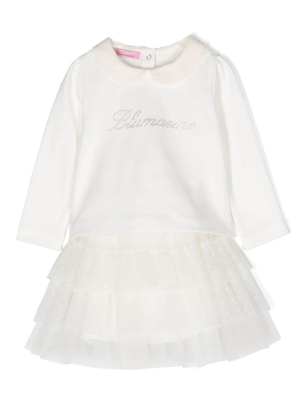 Miss Blumarine rhinestone-embellished tulle dress - White von Miss Blumarine