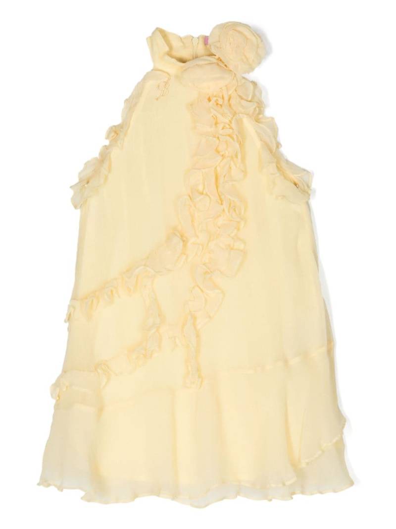 Miss Blumarine ruffled chiffon dress - Yellow von Miss Blumarine