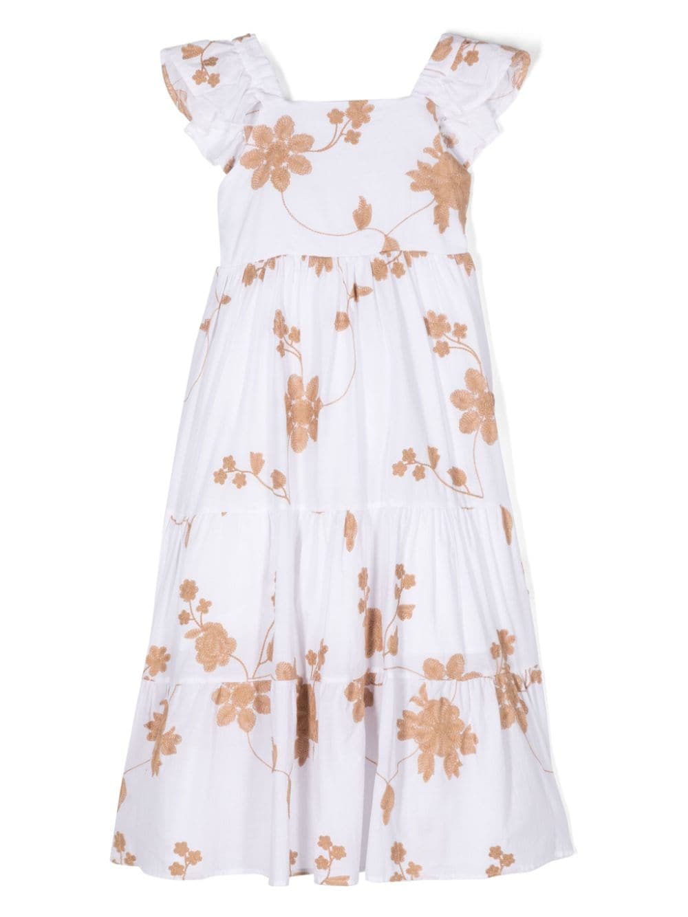 Miss Grant Kids floral-embroidered tiered dress - White von Miss Grant Kids