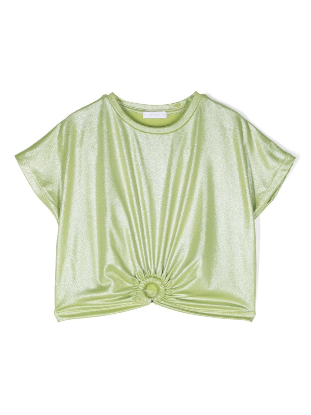 Miss Grant Kids gathered-detail metallic T-shirt - Green von Miss Grant Kids