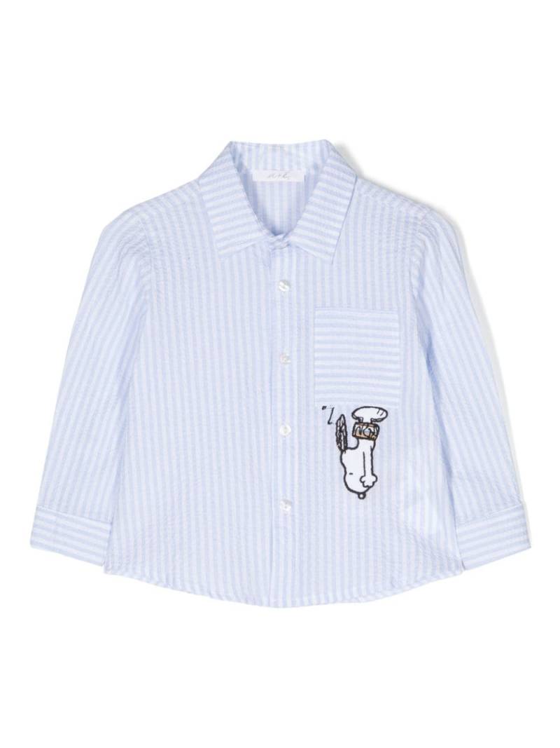 Miss Grant Kids logo-embroidered striped shirt - Blue von Miss Grant Kids