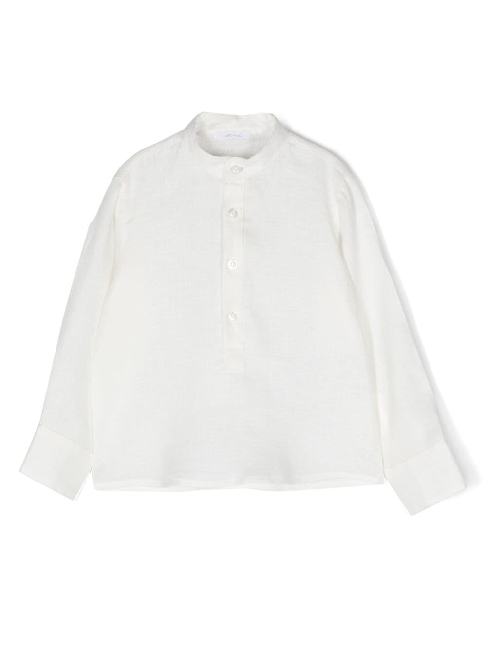 Miss Grant Kids long-sleeve collarless linen shirt - White von Miss Grant Kids