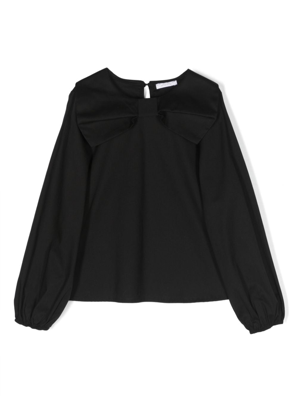 Miss Grant Kids oversize bow-detail stretch-cotton blouse - Black von Miss Grant Kids