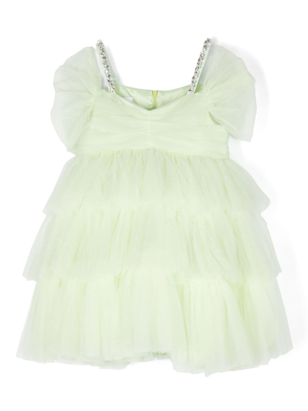 Miss Grant Kids rhinestone-embellished straps tulle dress - Green von Miss Grant Kids