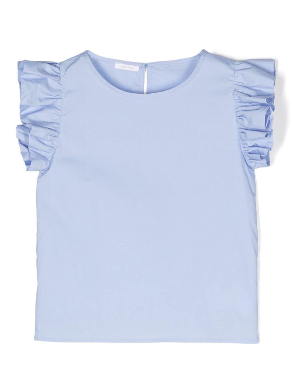 Miss Grant Kids ruffle-detail poplin top - Blue von Miss Grant Kids