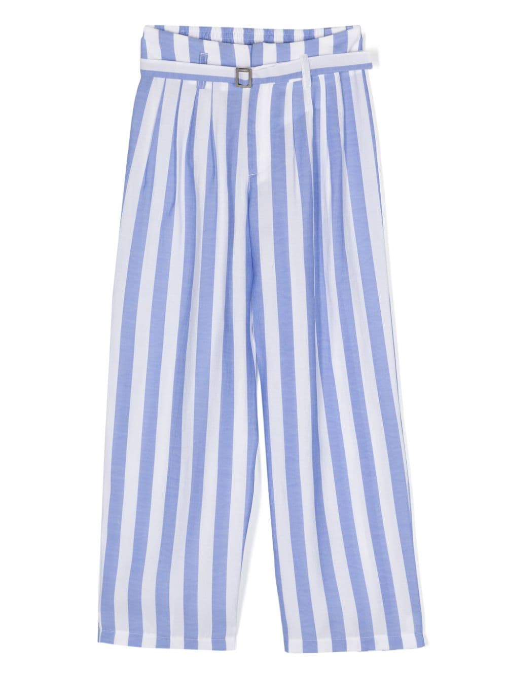 Miss Grant Kids striped straight-leg trousers - Blue von Miss Grant Kids