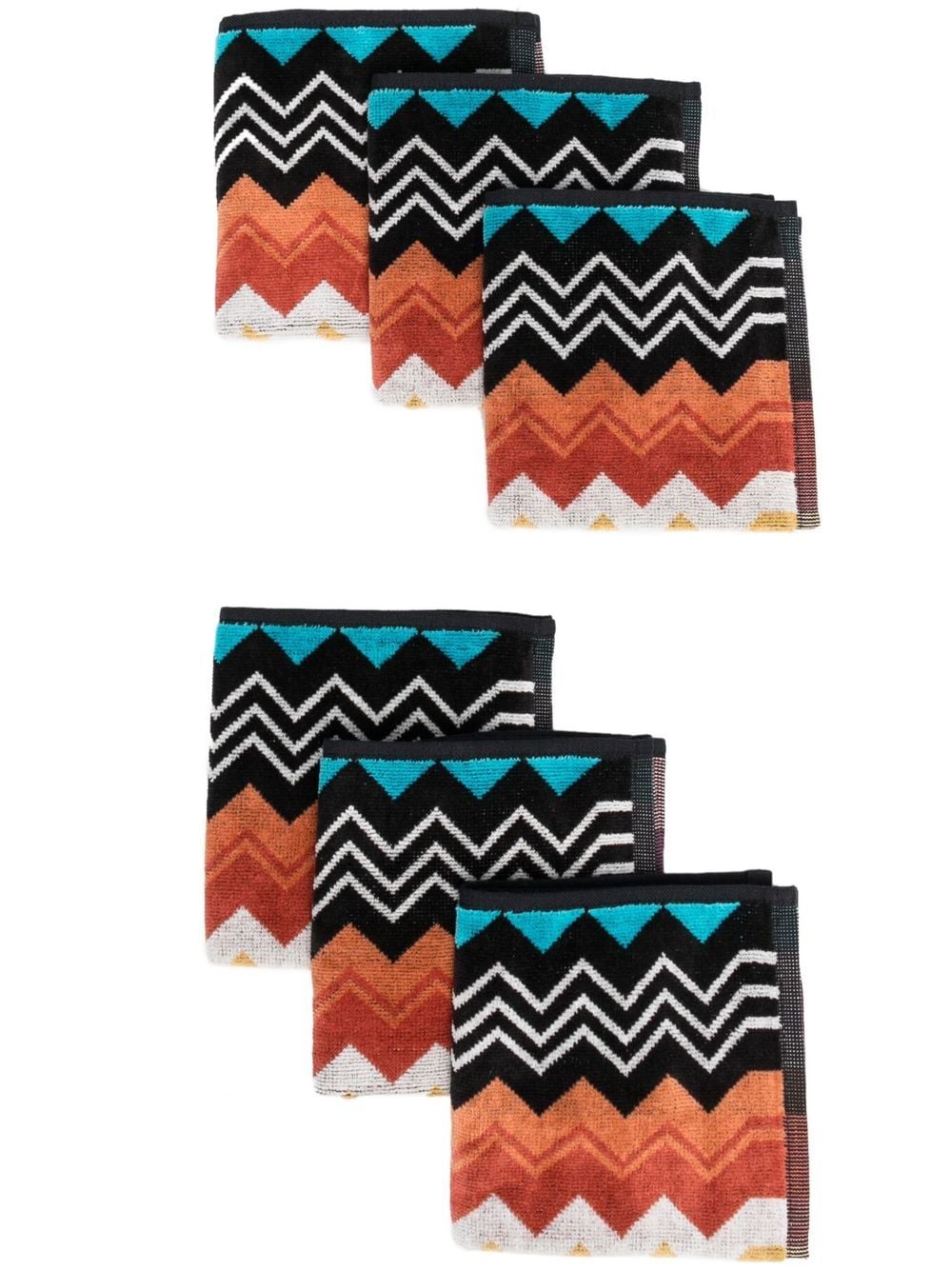 Missoni Home zig-zag print 6 pack towel set - Black von Missoni Home