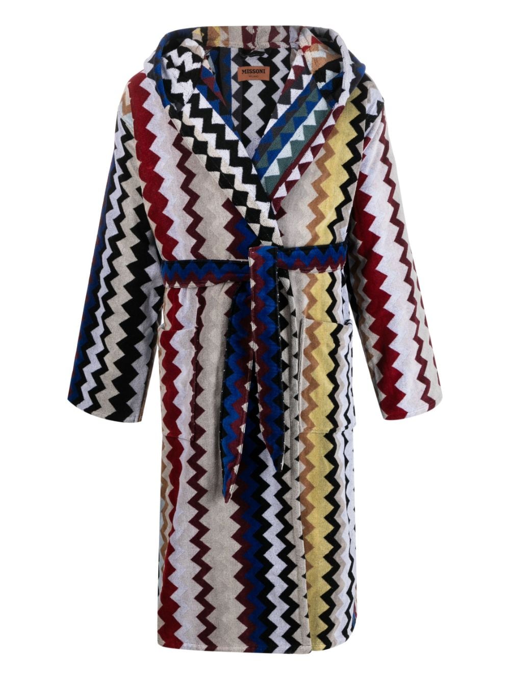 Missoni Home zigzag-print belted hooded bathrobe - Blue von Missoni Home