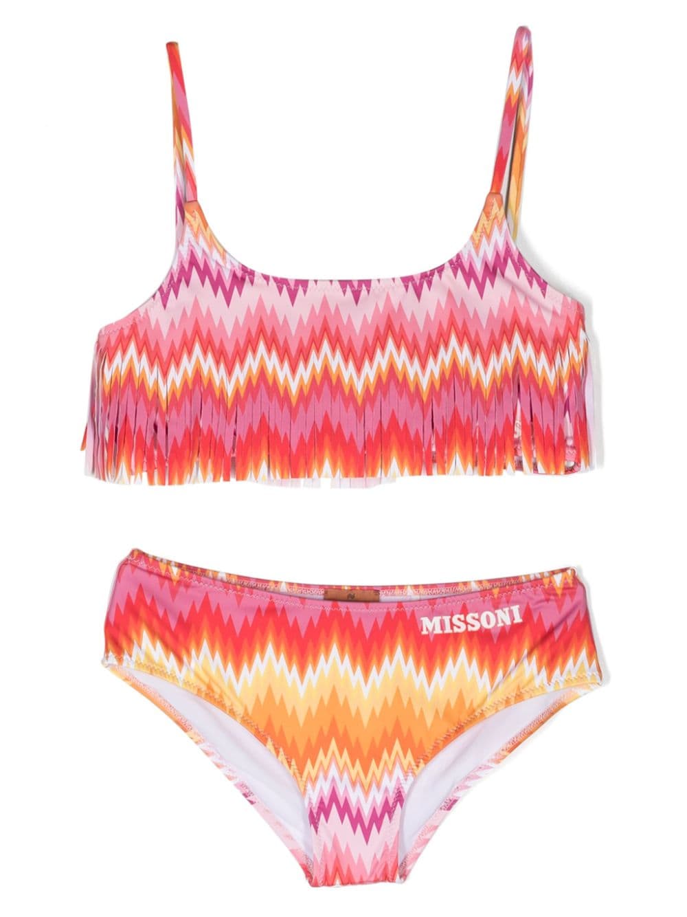 Missoni Kids fringed zigzag-print bikini - Orange von Missoni Kids