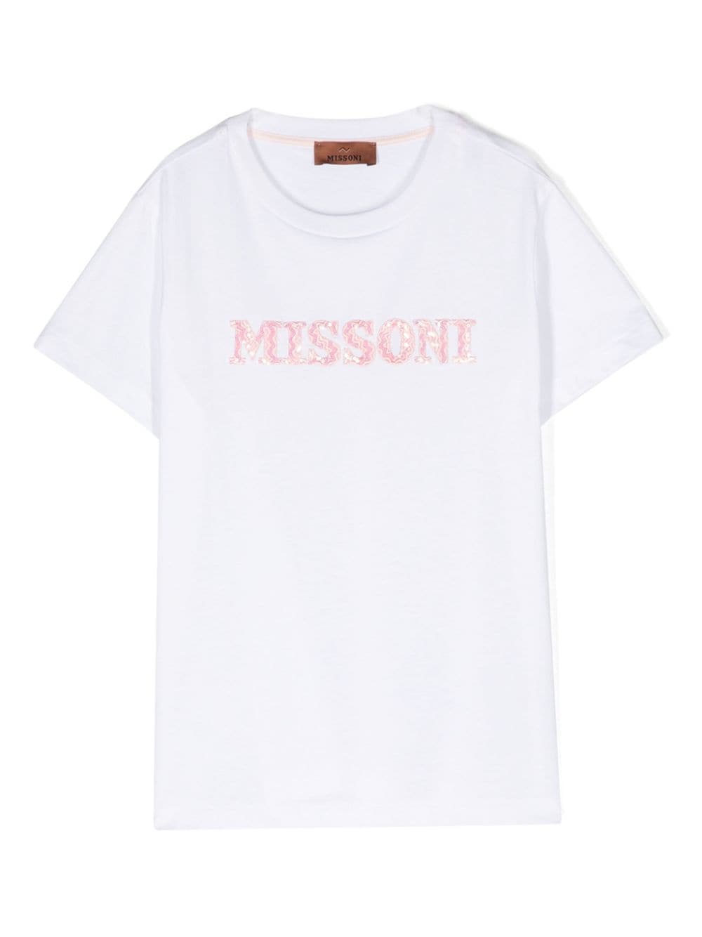 Missoni Kids logo-embroidered cotton T-shirt - White von Missoni Kids