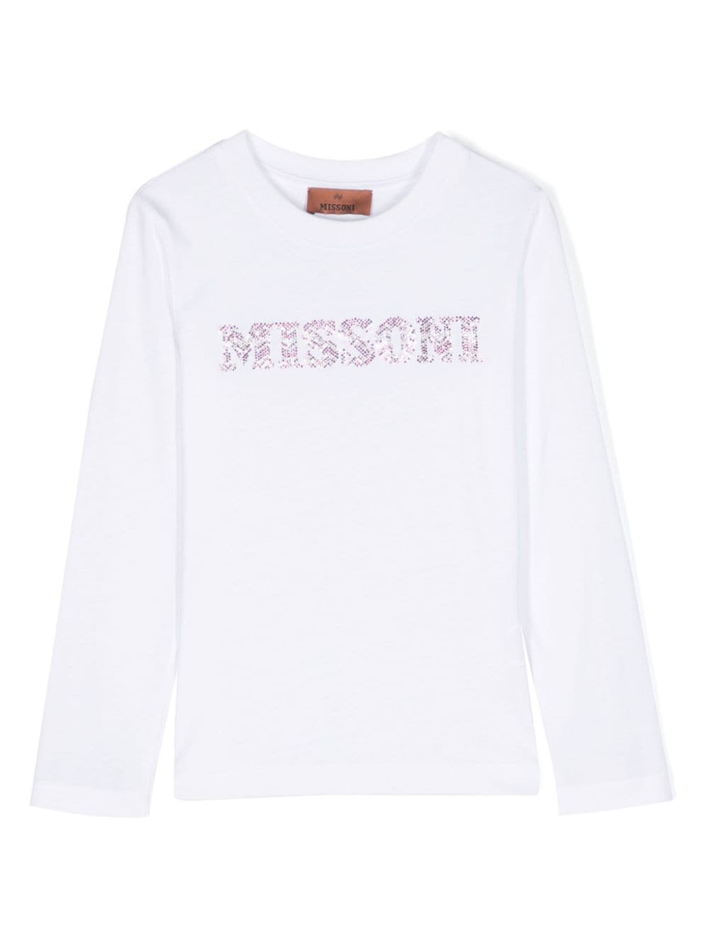 Missoni Kids logo rhinestone-embellished cotton T-shirt - White von Missoni Kids