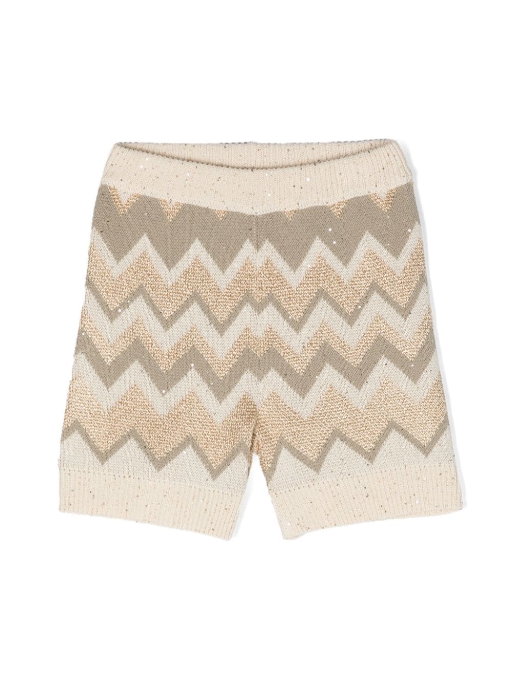 Missoni Kids sequinned zigzag knitted shorts - Neutrals von Missoni Kids